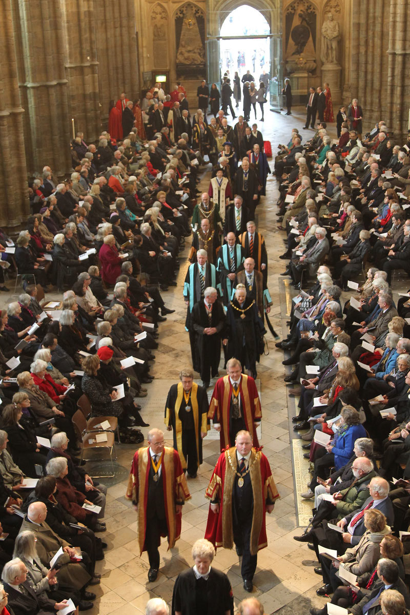 A robed procession by members of the City Livery Companies