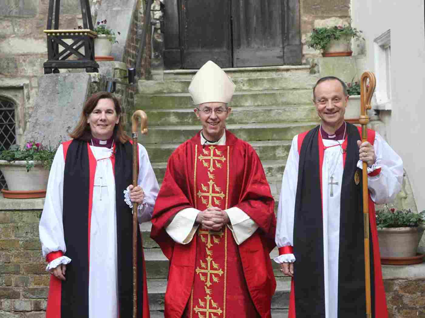 The Bishop of Sherborne and the Bishop of Dunwich with the Archbishop of Canterbury