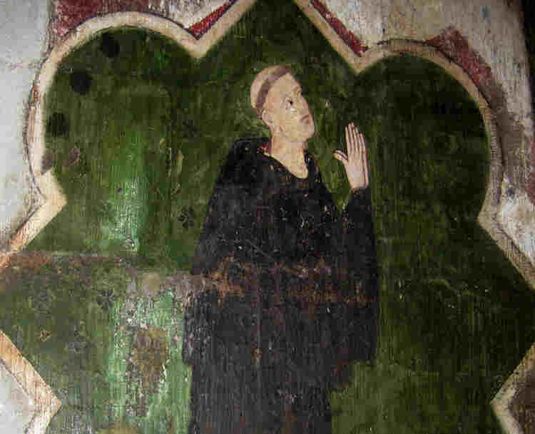 Photograph of wall painting of a monk representing change at Westminster Abbey