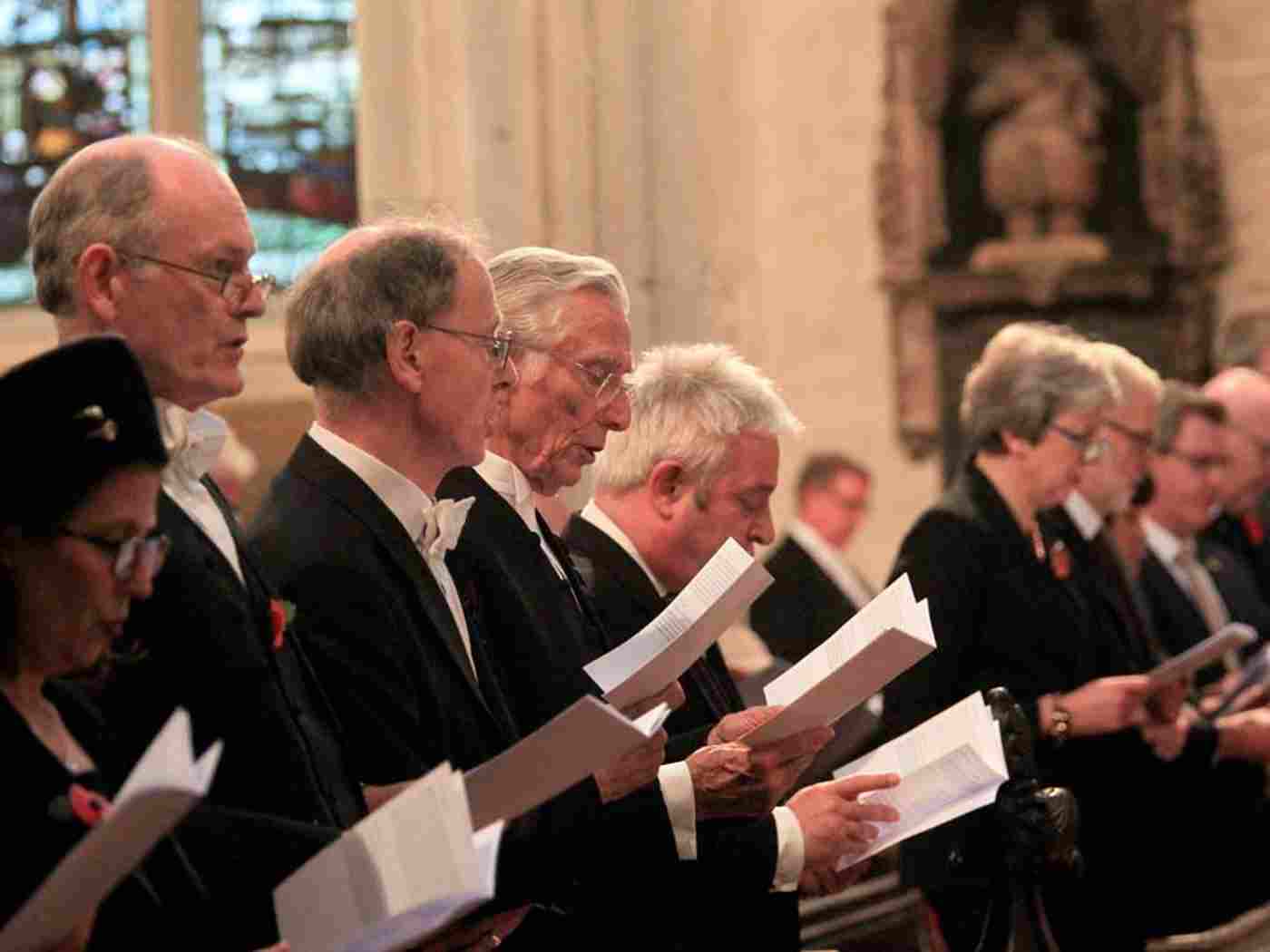 Members of the House of Lords and House of Commons sing a hymn