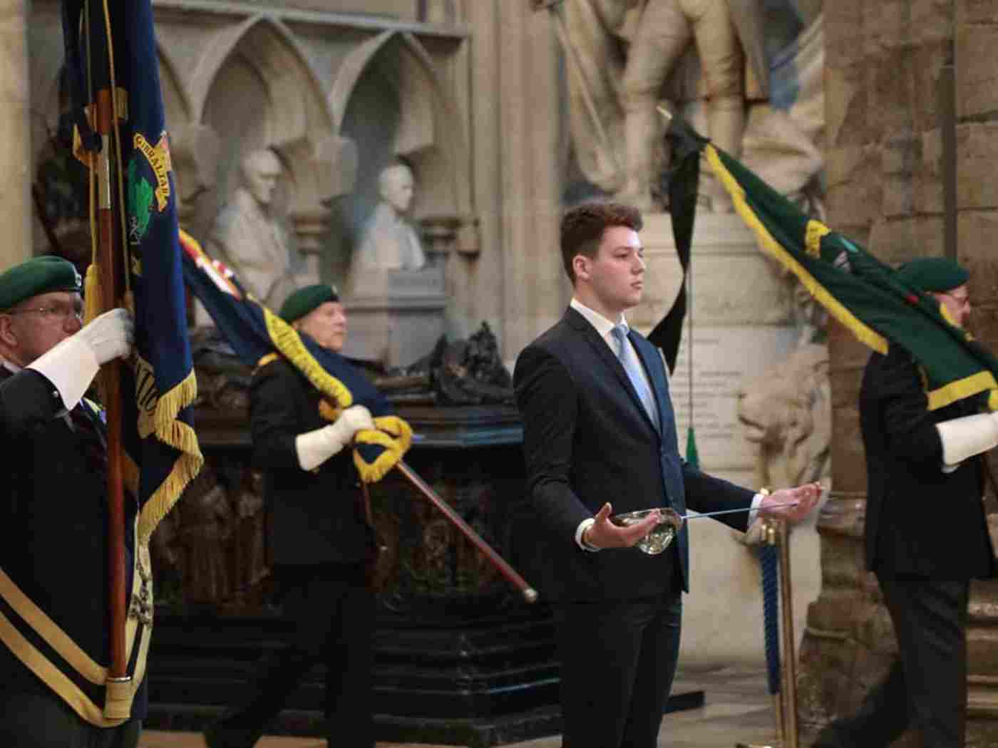 The Procession of the Standard of the Royal Marines Association and Lord Ashdown's officers' sword