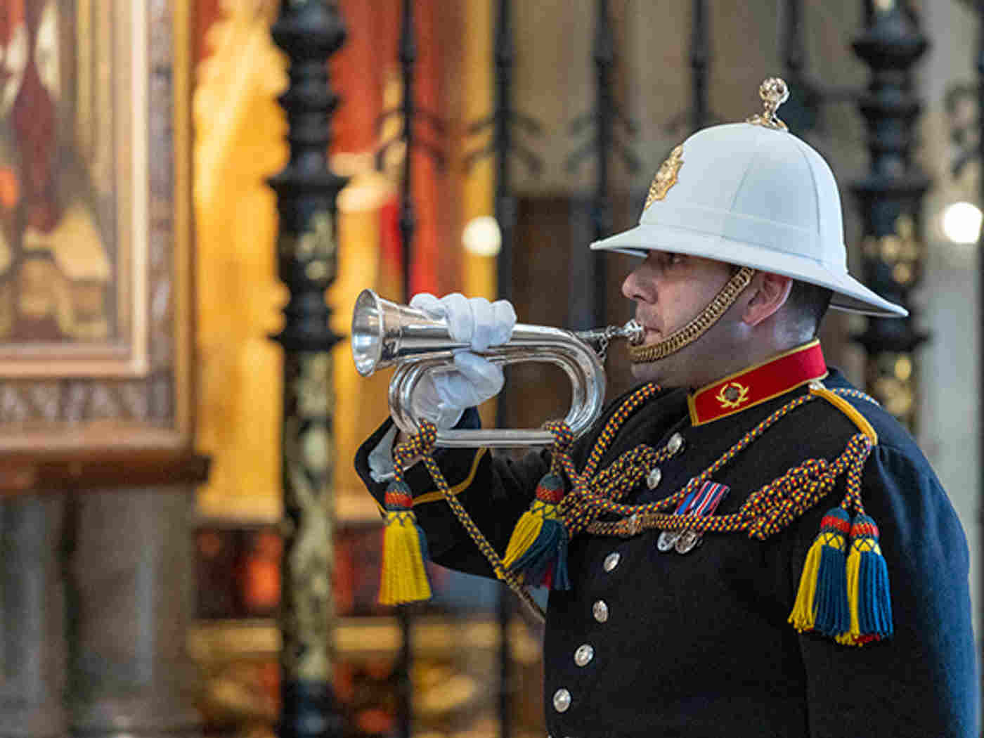 Chilean Navy Day 2024 - Guard in Uniform Blowing Trumpet