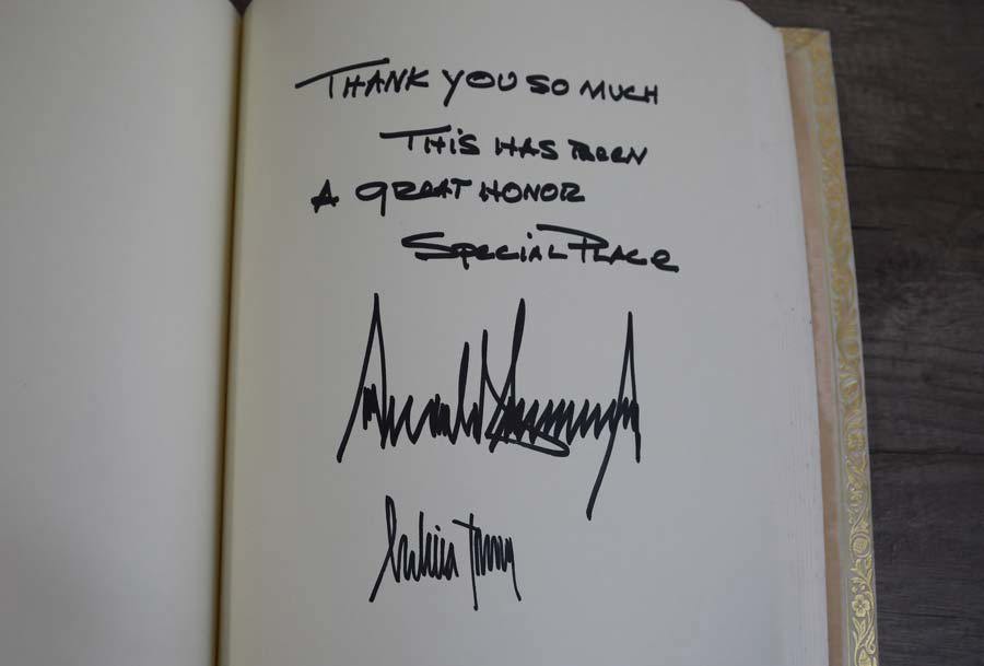 The President and First Lady's signatures in the Distinguished Visitors' Book