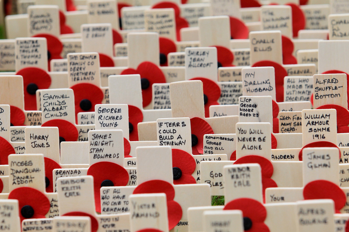 Crosses remembering the Fallen in the Field of Remembrance