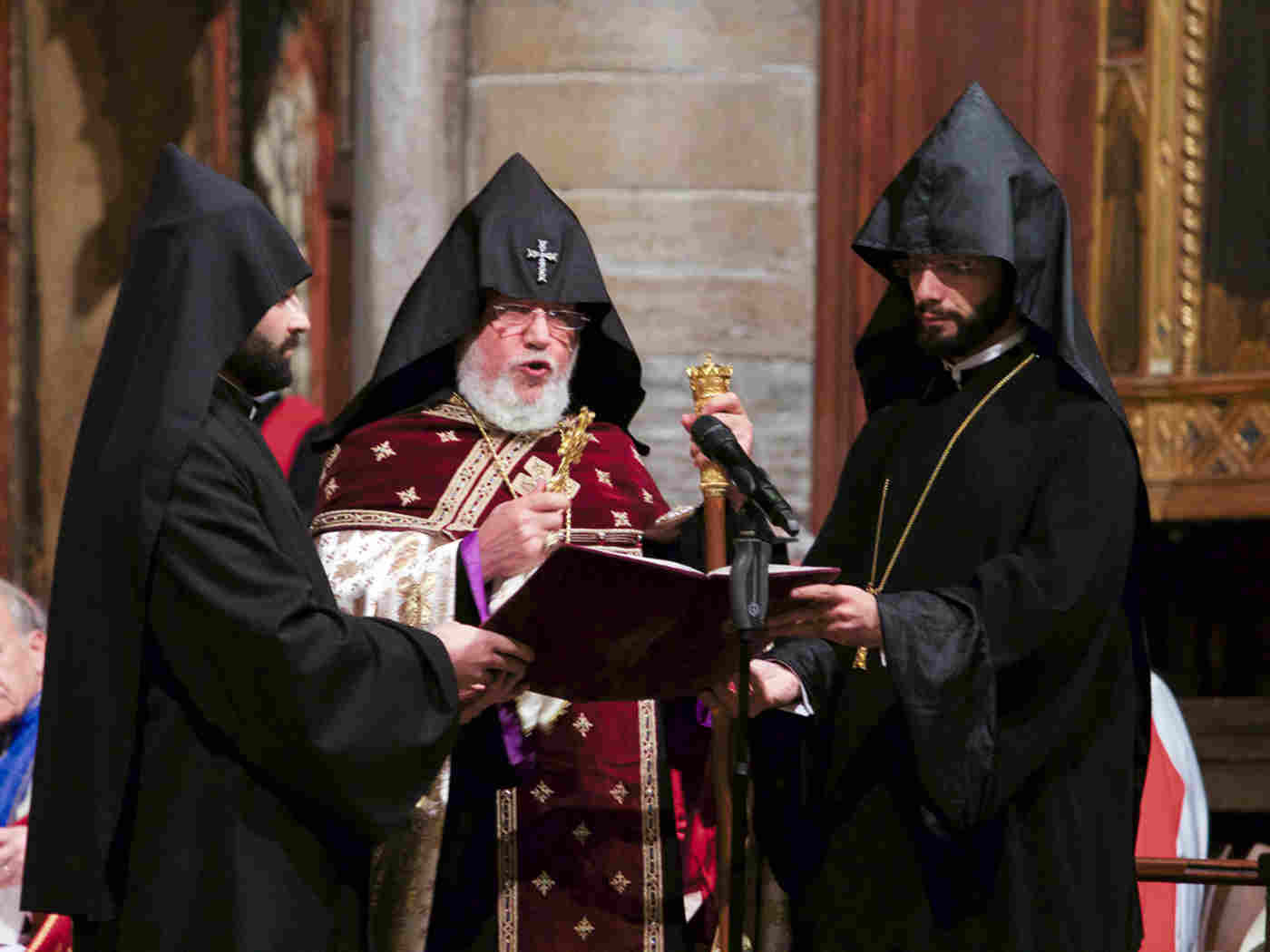 At the invitation of the Dean, the Bishop of London, representing the Archbishop of Canterbury, and the Catholicos of all Armenians, pronounced the Blessing