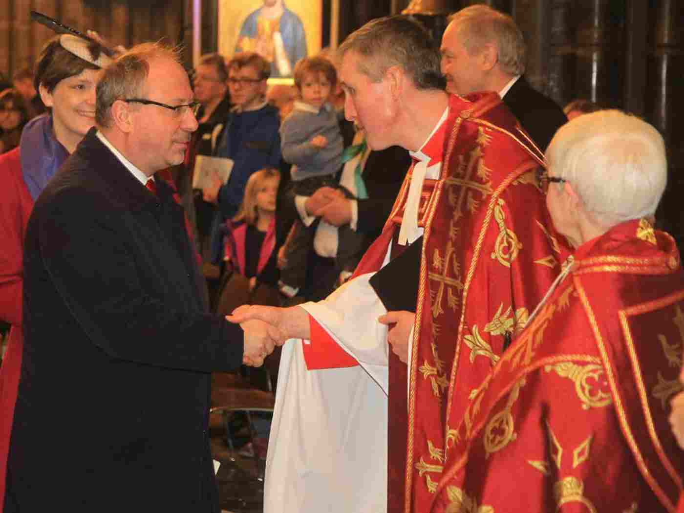 The Ambassador of the Republic of Poland, His Excellency Arkady Rzegocki, with Abbey clergy after the service