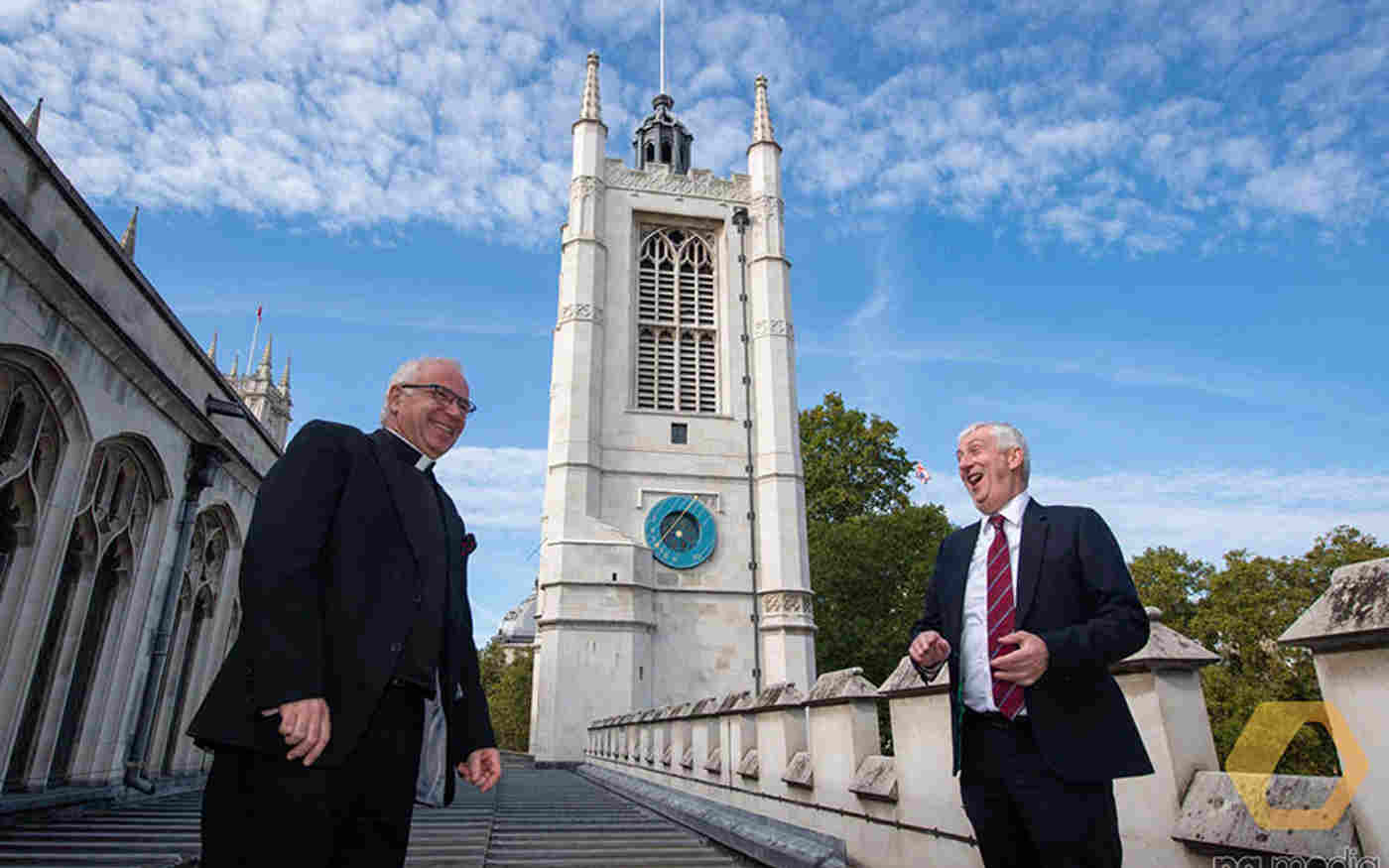 The Speaker and Dean of Westminster view St Margaret’s restoration work