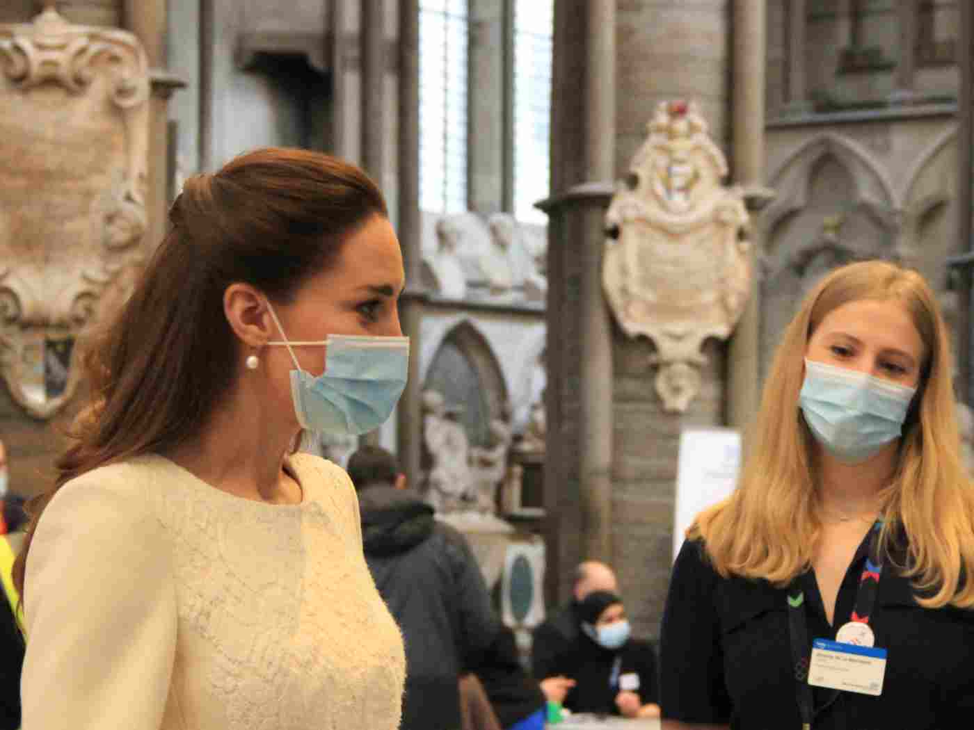 The Duchess of Cambridge meets some of the vaccination centre staff