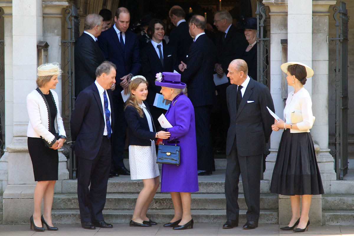 Members of the Royal family and Snowdon family following the service