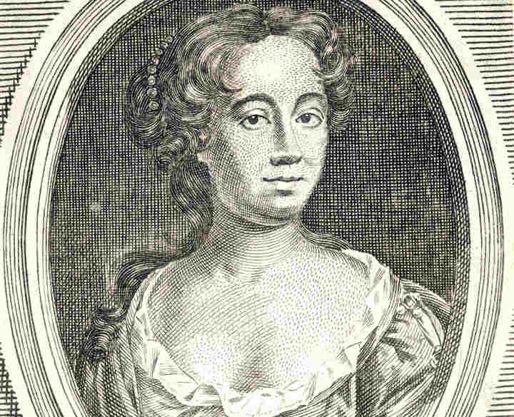 Drawing of Aphra Behn, who is buried within the cloisters of Westminster Abbey