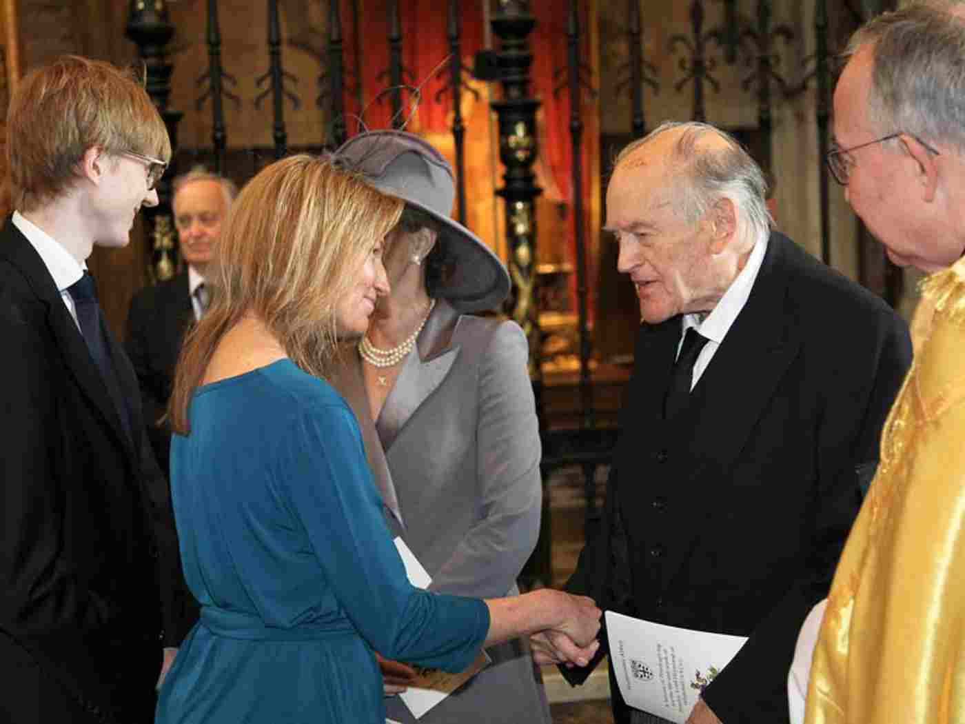 Lady Heywood meets The Lord Armstrong of Ilminster, The Queen's representative, after the service