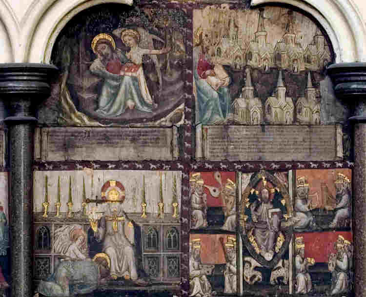 Photograph of Christian wall paintings with the Chapter House at Westminster Abbey, representing an introduction to Christian art