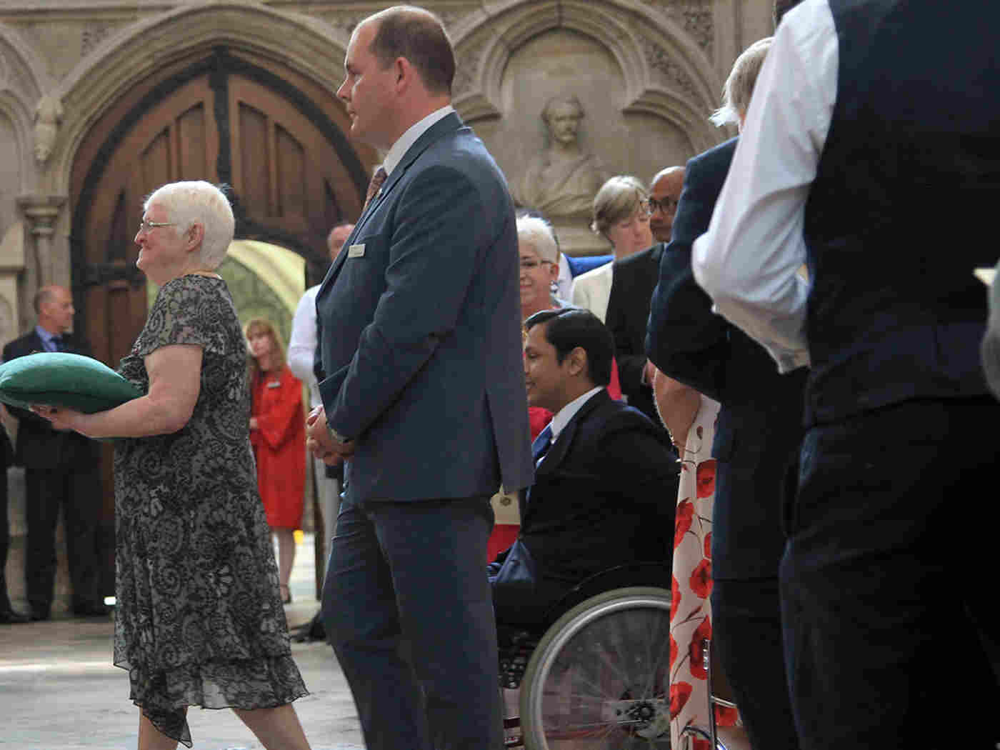 Aileen Coomber, Nurse, processes the NHS Manifest through the Abbey