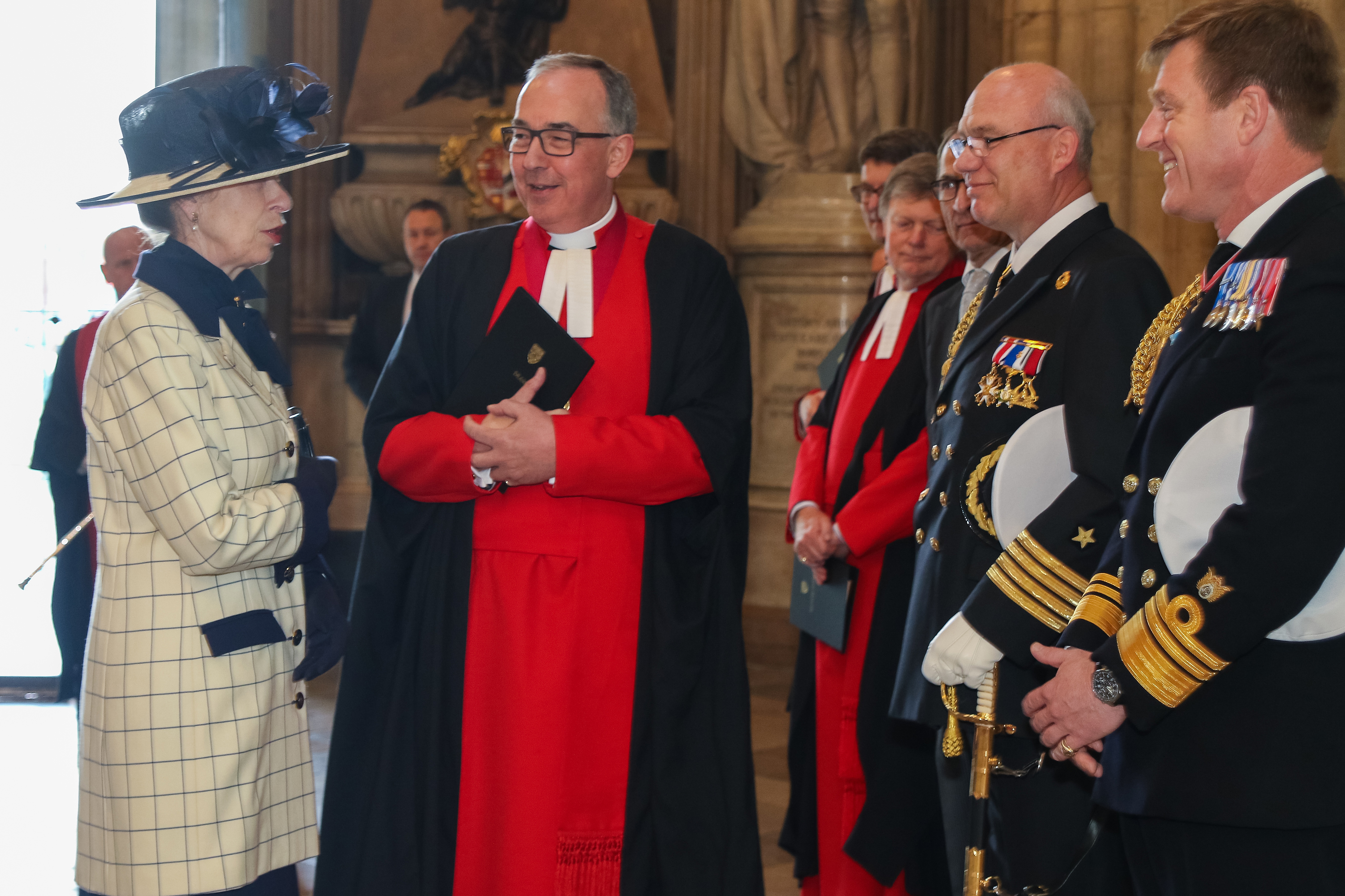 HRH The Princess Royal arrives for the annual wreath laying ceremony for Chilean Navy Day