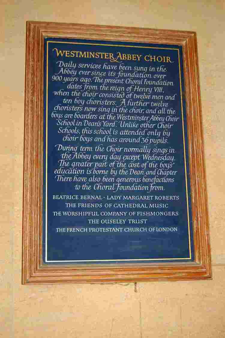 Westminster Abbey Choir benefactors