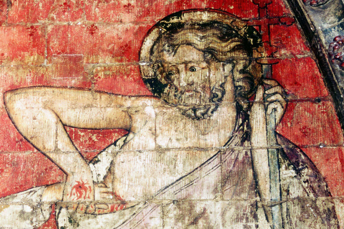 Photograph of wall painting of Risen Christ within Westminster Abbey