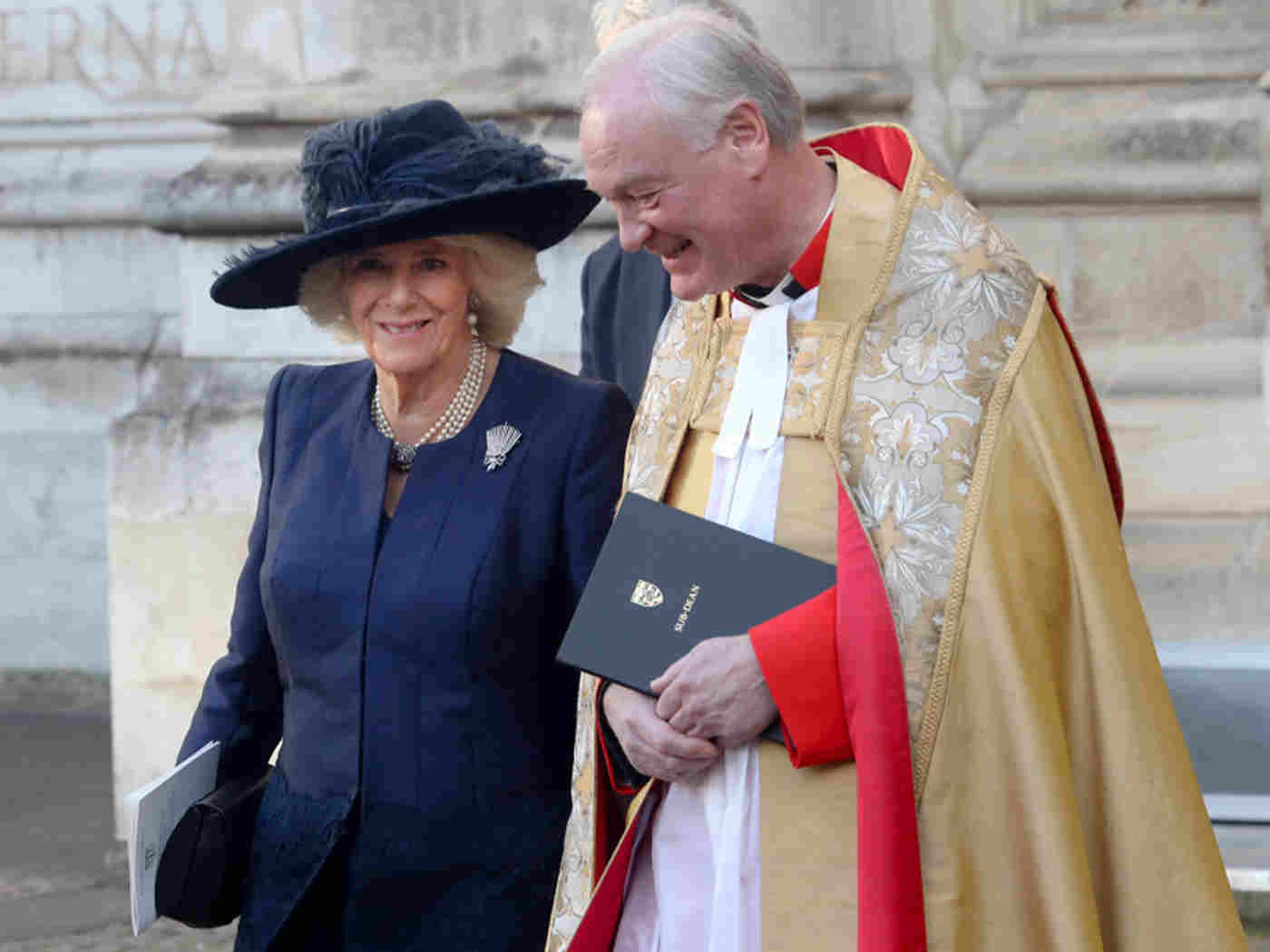HRH The Duchess of Cornwall departs the Abbey