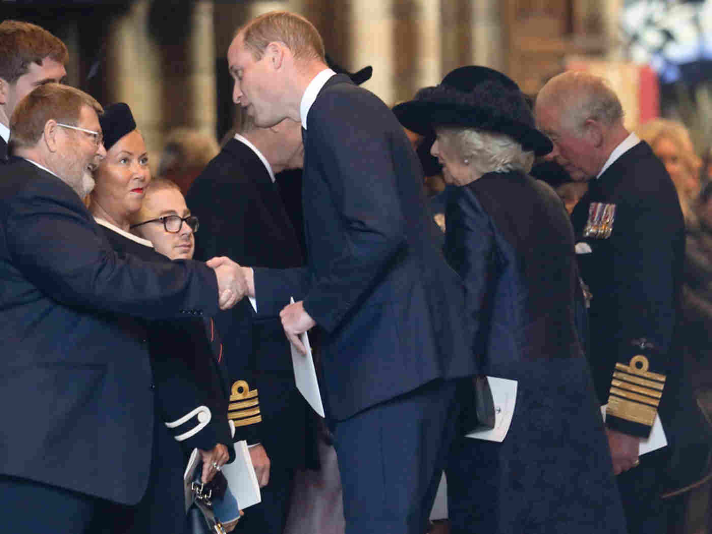 Members of the Royal Family with the Gosling Family after the service