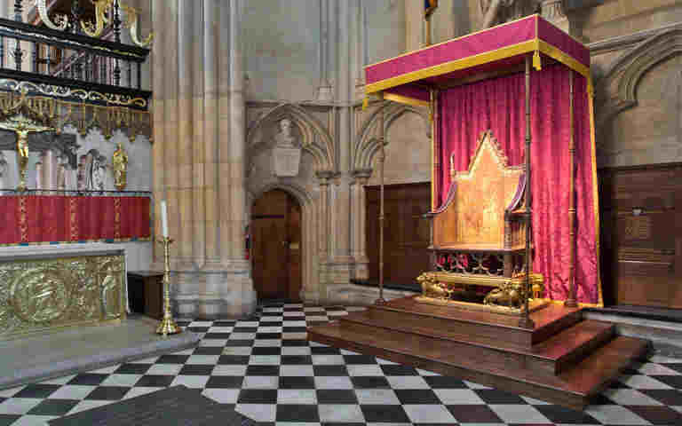 Photograph of the Coronation Chair at Westminster Abbey for a video about Jubilees
