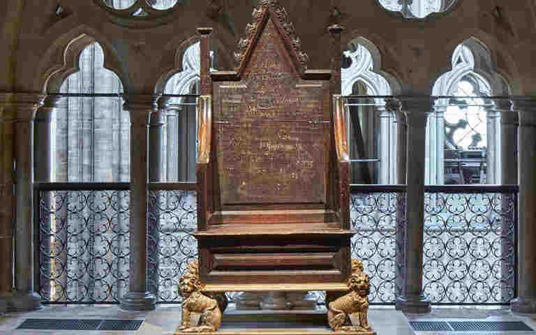 Photograph of Mary II's Coronation Chair representing the case study The Apprentice Challenge
