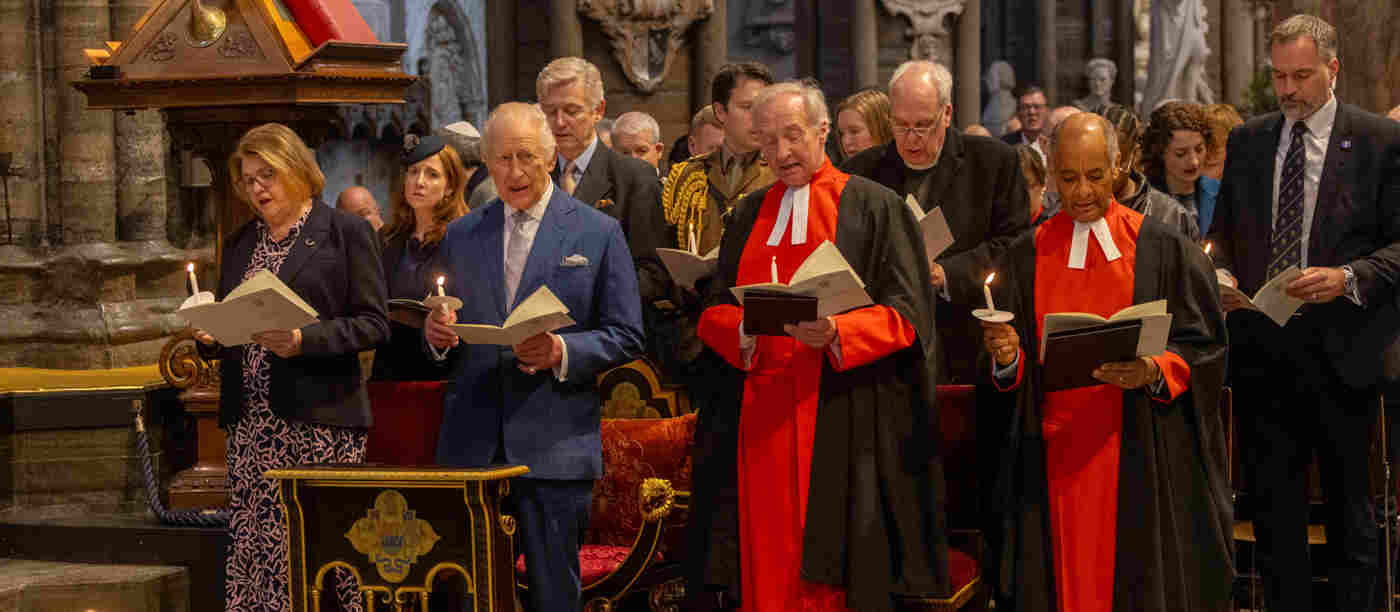 The King attends a service to celebrate Christian witness