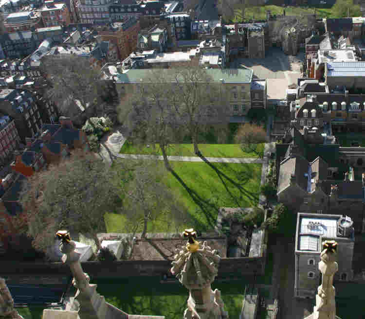 Aerial photograph of College Garden in Westminster Abbey