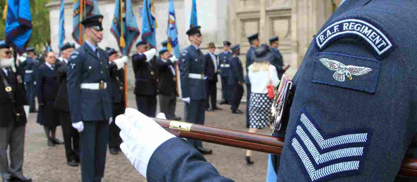 Service men and women at a service at the Abbey