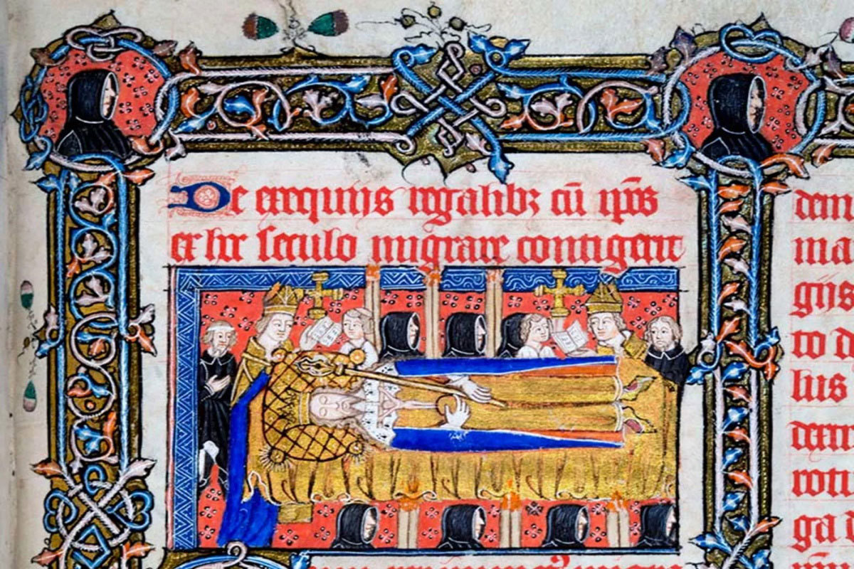 Image of a king's funeral from the Litlyngton Missal