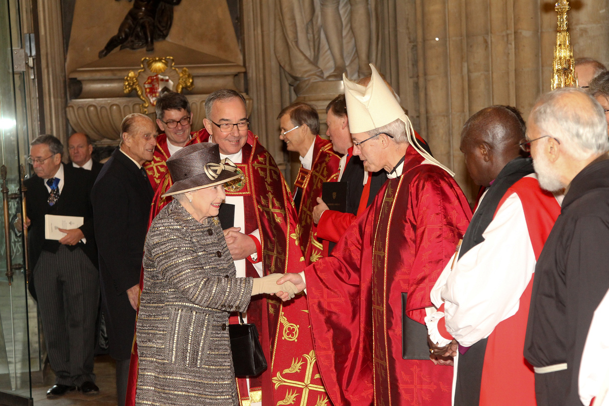 The Archbishop of Canterbury, the Most Reverend and Right Honourable Justin Welby is presented to Her Majesty The Queen