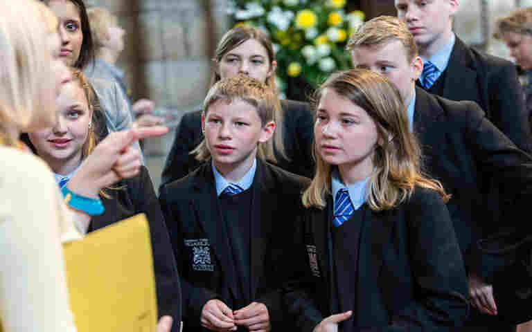 Photograph of KS3 students in Westminster Abbey