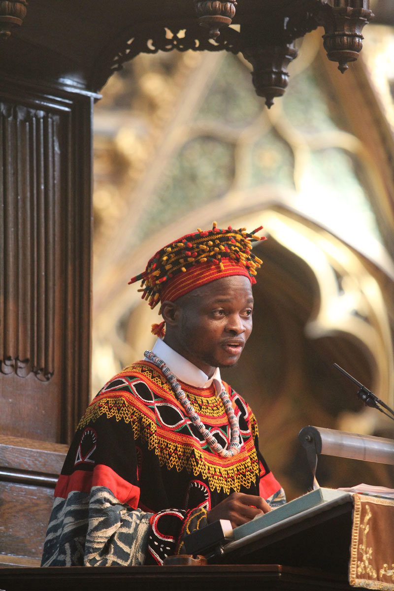 A reflection is read by Achaleke Christian Leke, 2016 Commonwealth Young Person of the Year