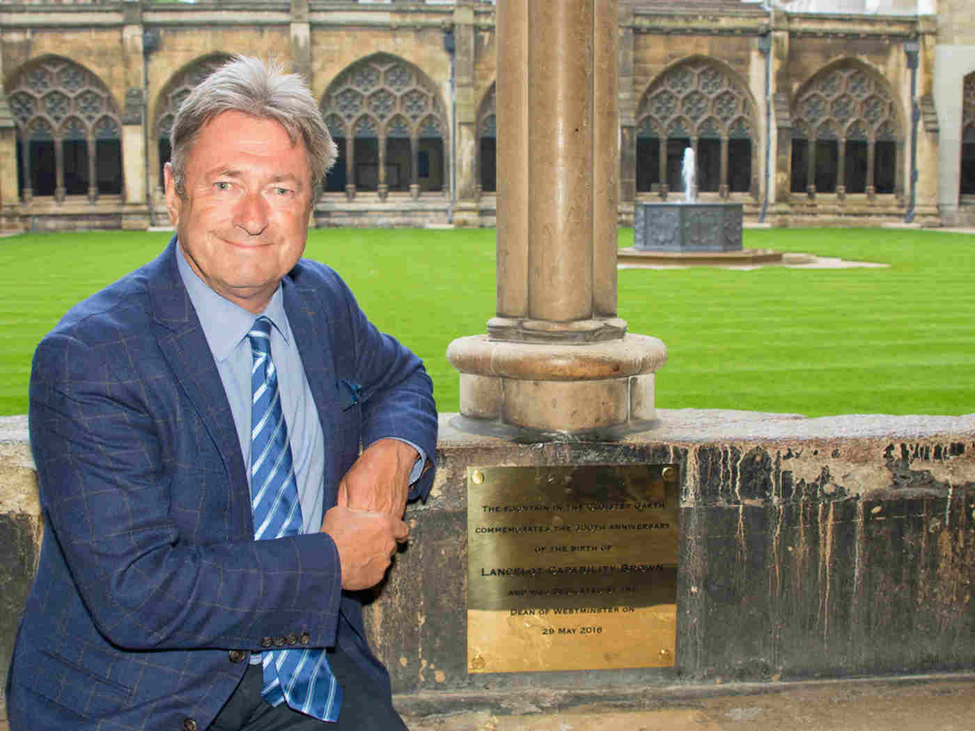 Alan Titchmarsh with the memorial plaque