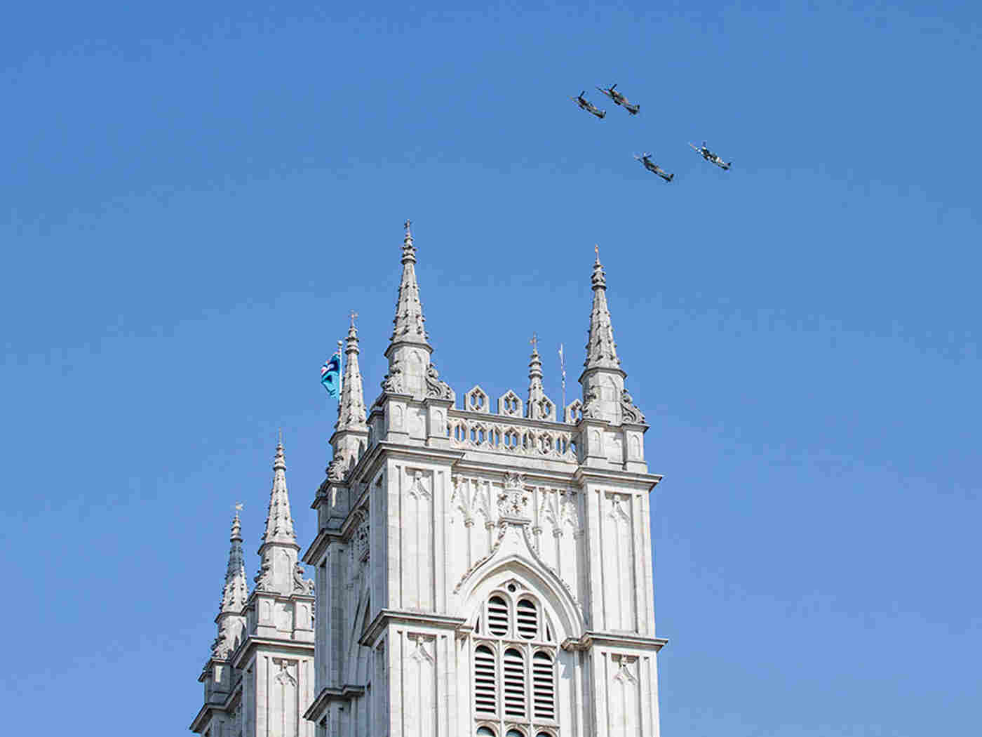 The Battle of Britain memorial flight over the Abbey