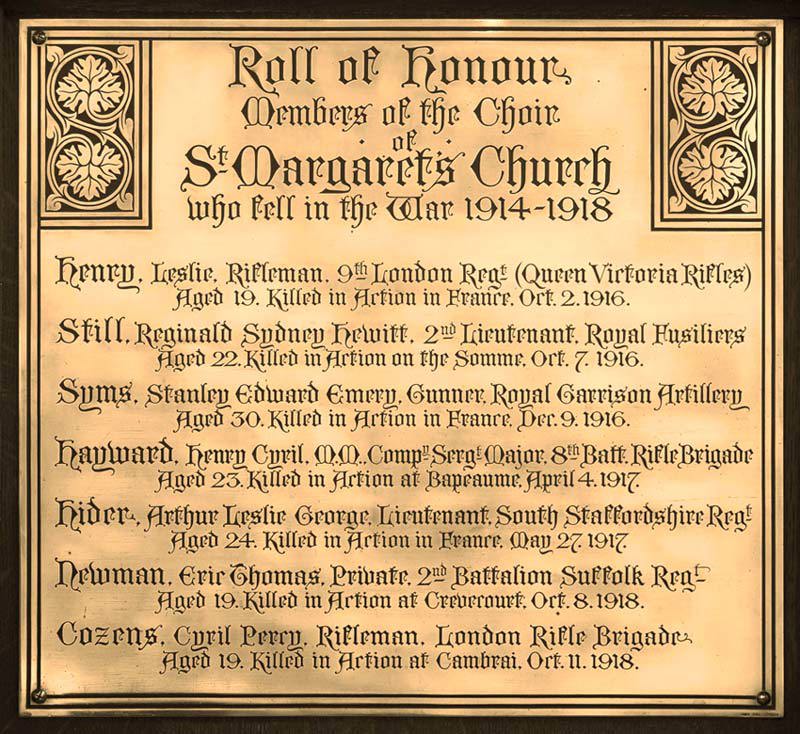 St Margaret's choir war memorial