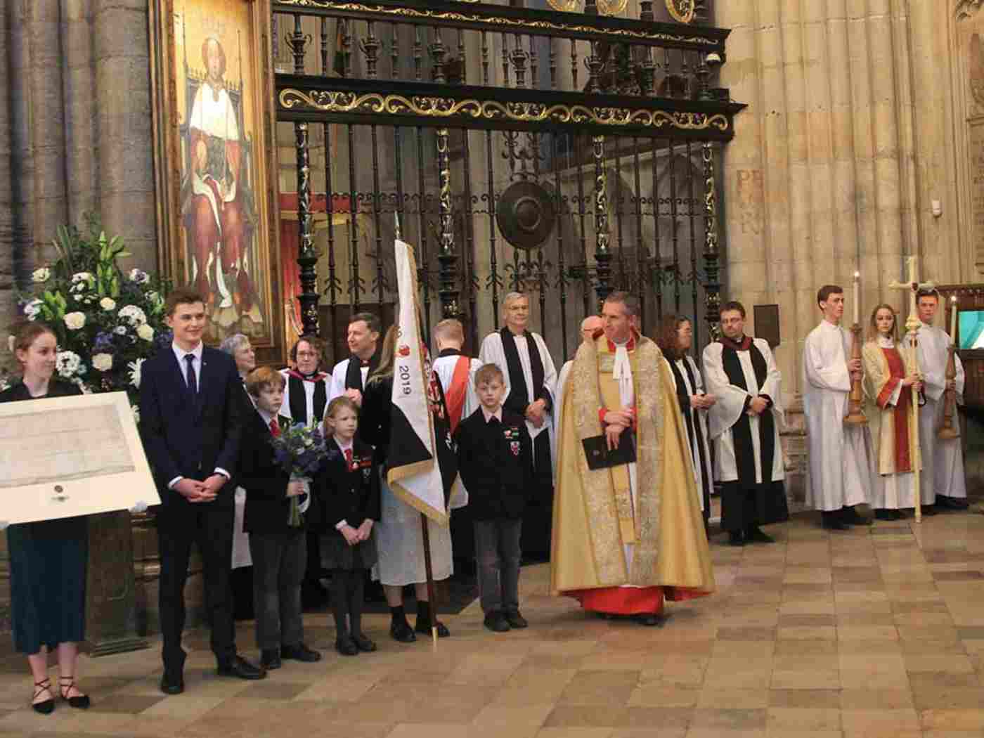 The procession before it moved off at the start of the service