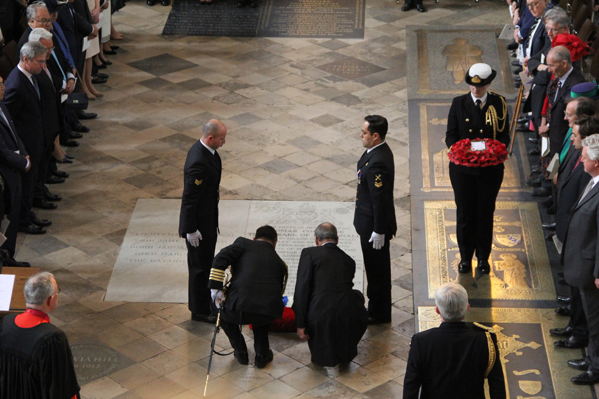 A wreath is laid by the Chilean Navy at the grave of Admiral Thomas Cochrane