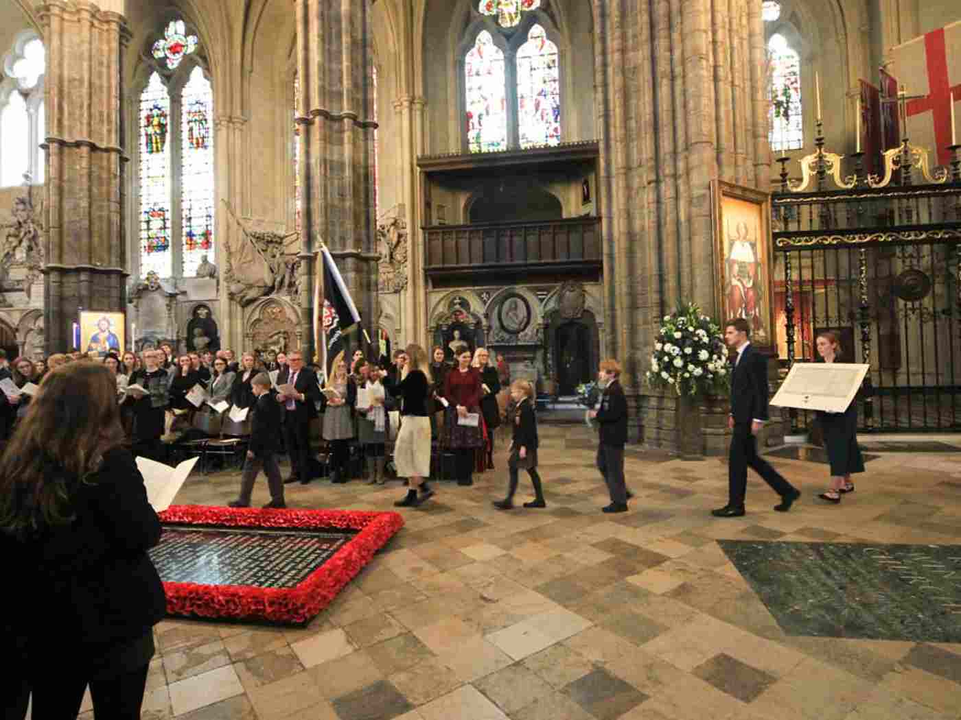 The procession moves through the nave