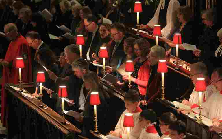 People singing in the quire stalls