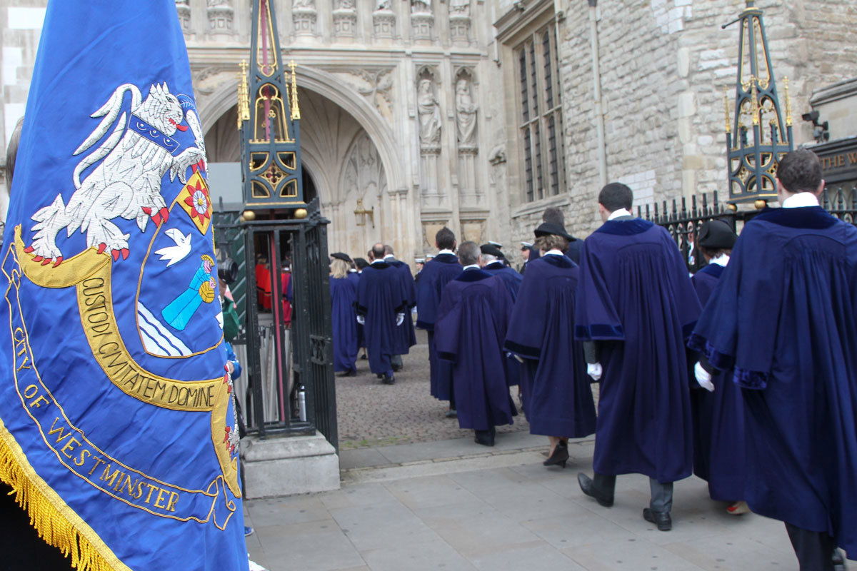 Councillors of the City of Westminster process to Westminster Abbey