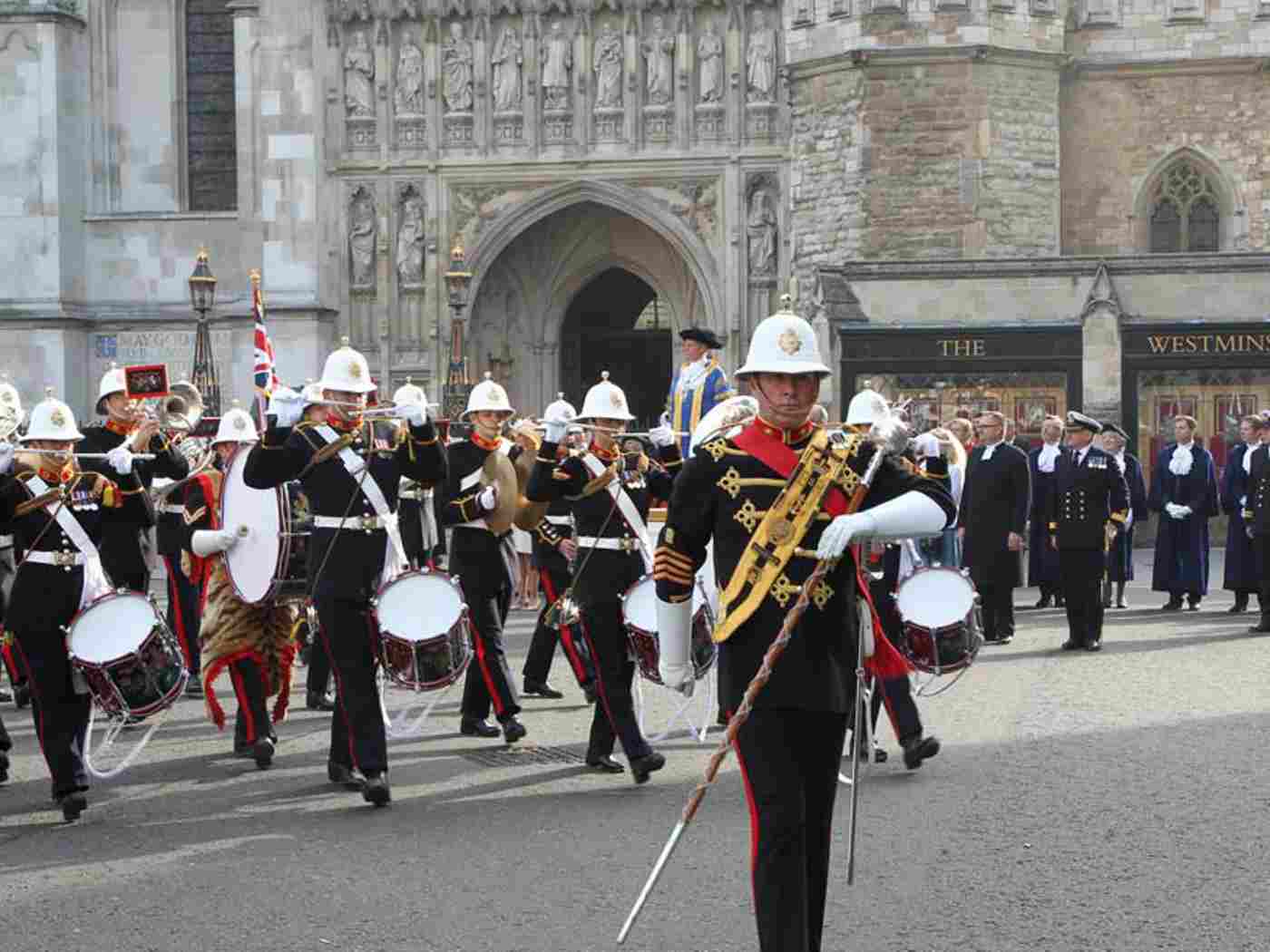 A military band parade past
