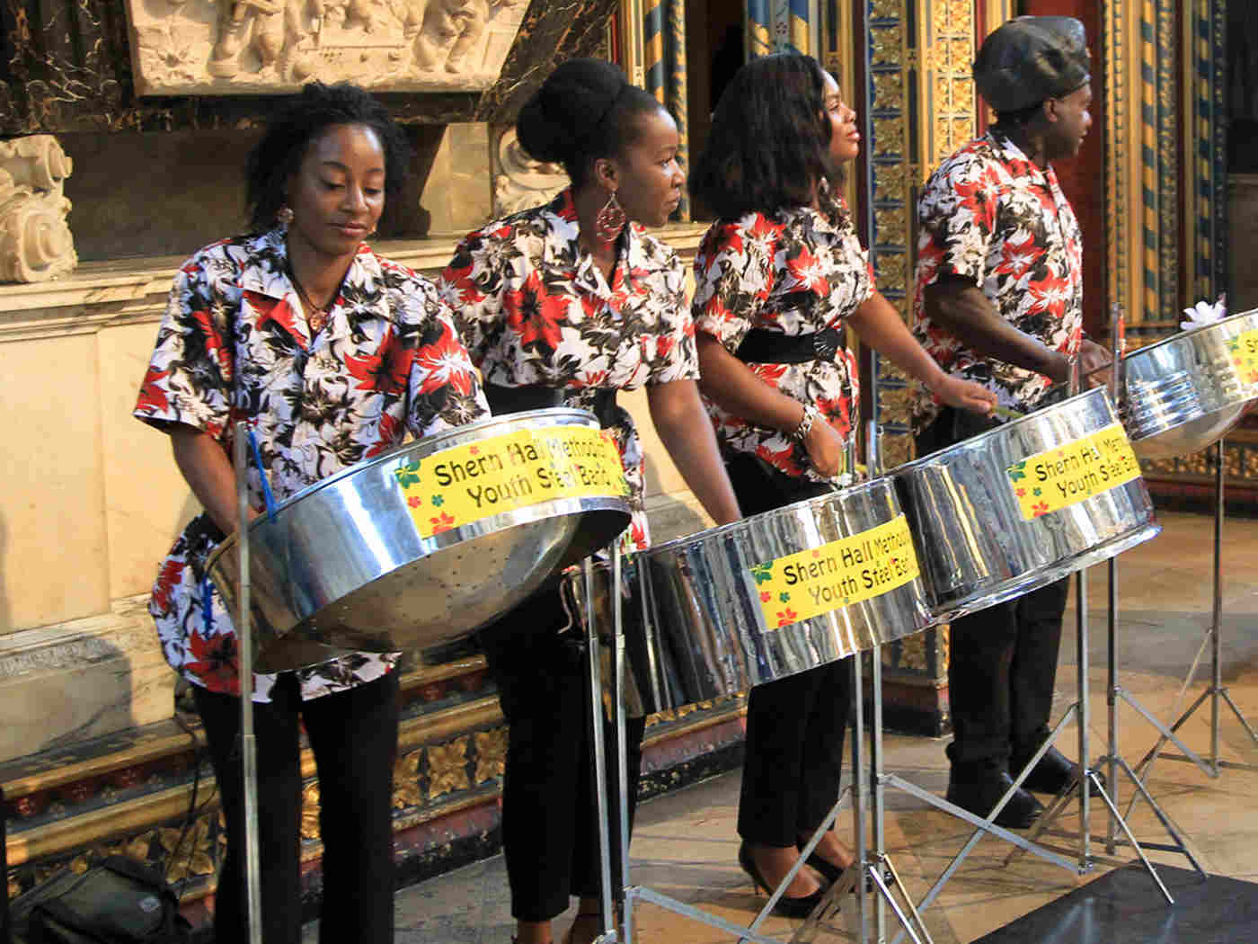 The Shern Hill Methodist Youth Steelband play before the service