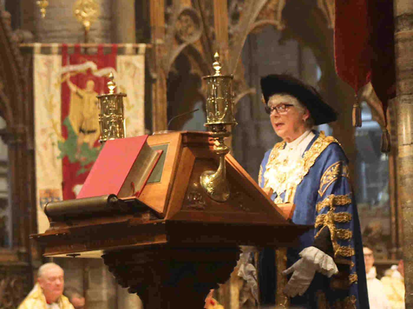 The Right Worshipful The Lord Mayor of Westminster and Deputy High Steward, Councillor Ruth Bush, reads St Luke 19: 29-end