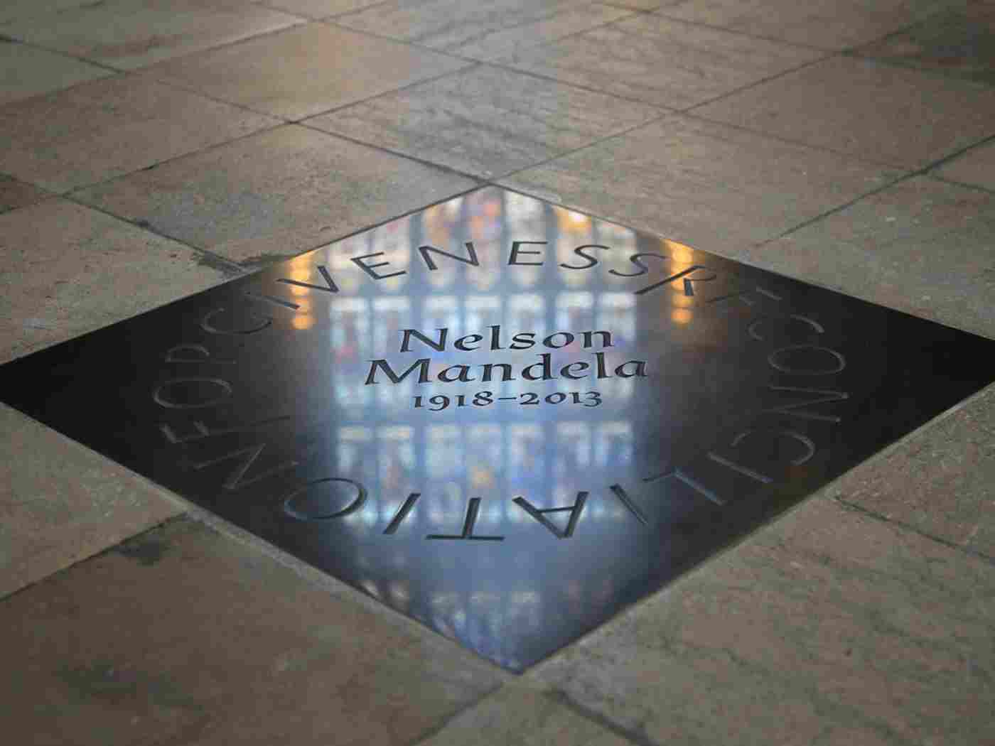 The memorial stone to Nelson Mandela in the Abbey's nave