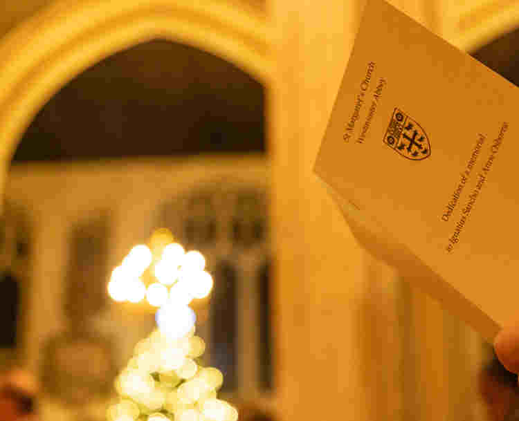 Photograph of order of service from memorial dedication to Ignatius Sancho in St Margaret's Church, Westminster Abbey