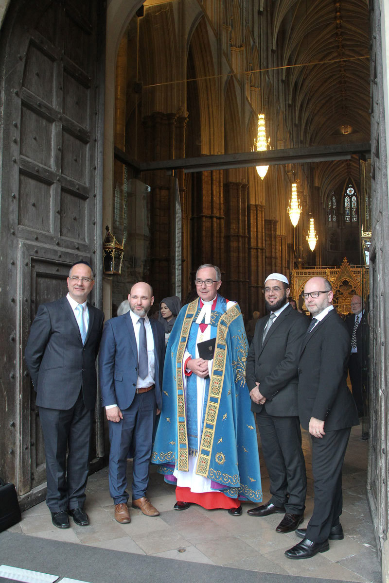 (Left-right) Rabbi Moshe Perez, Dr Stephen Smith MBE, The Very Reverend Dr John Hall, Imam Asif Ali Al-Azhari and Dr James Smith CBE