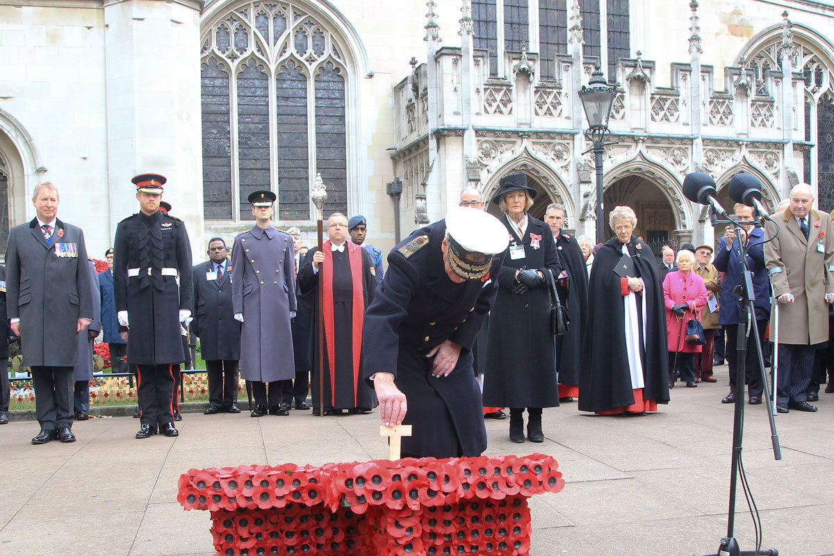 The Duke of Edinburgh plants a cross of remembrance