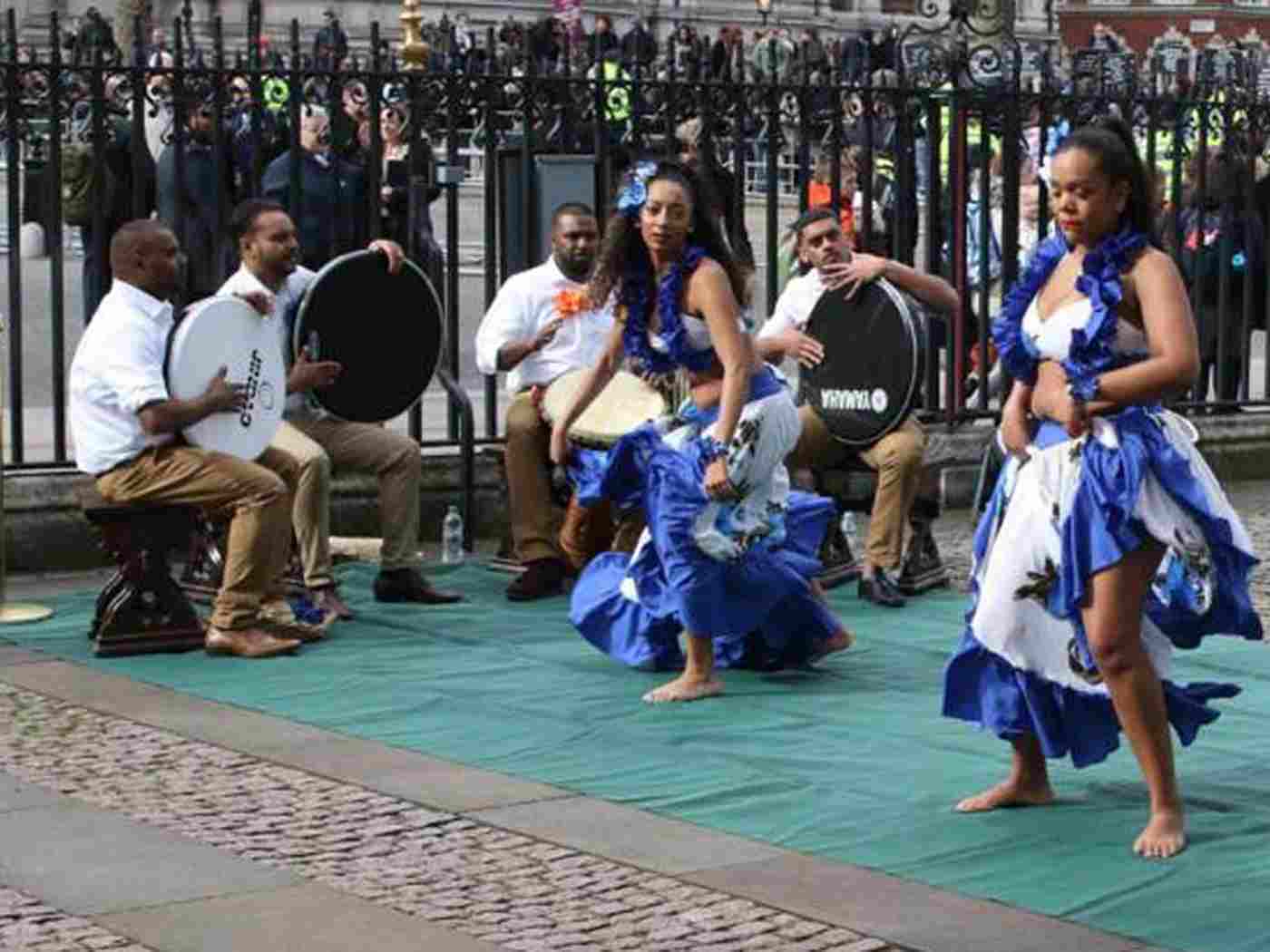 The Tropical Flowers Séga Dancers perform before the service
