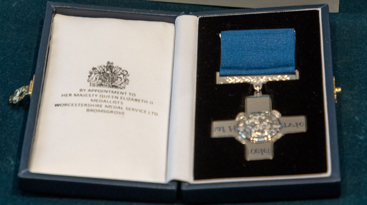 The George Cross in a protective case