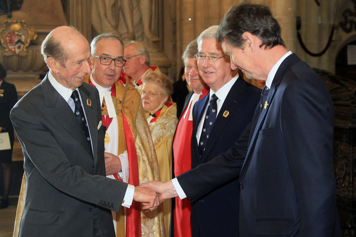 HRH The Duke of Kent arrives for A Service of Thanksgiving to Celebrate the Centenary of the Commonwealth War Graves Commission