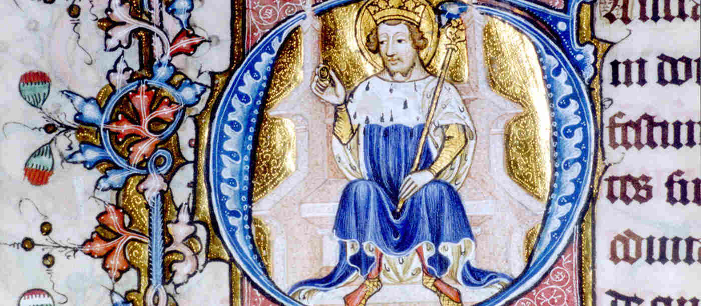 Photograph of St Edward the Confessor within the Litlyngton Missal